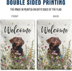 Spring Summer Garden Flag Floral Chocolate Lab Yard Flag Flower Labrador Dog Garden Flags for Outside Small Outdoor Welcome Flags 12x18 Double Sided