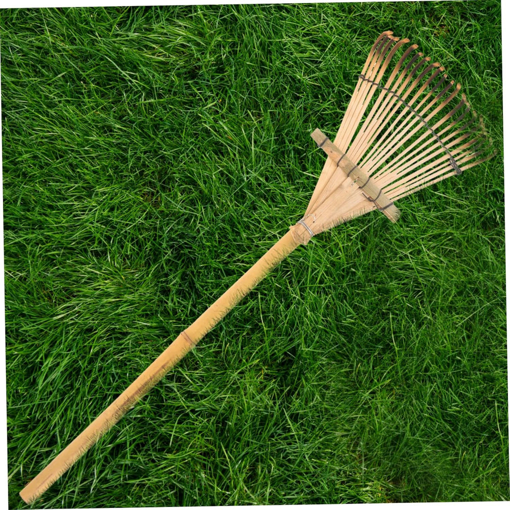 Milisten Gardening Tool Bamboo Rake Wood Handle Small Garden Rake for Loosening Weeding Gardening Tasks