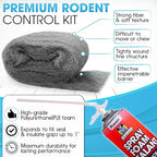 [Upgraded] Rodent Barrier Kit, 2Pcs Steel Wool Included 2Pcs PU Spray Foam for Mice Control, 3.2"x7.5’ Rodent Control Fill Fabric, Gloves, Scissors, Gap Blocker in Hole Pipeline Vent in House, Garage