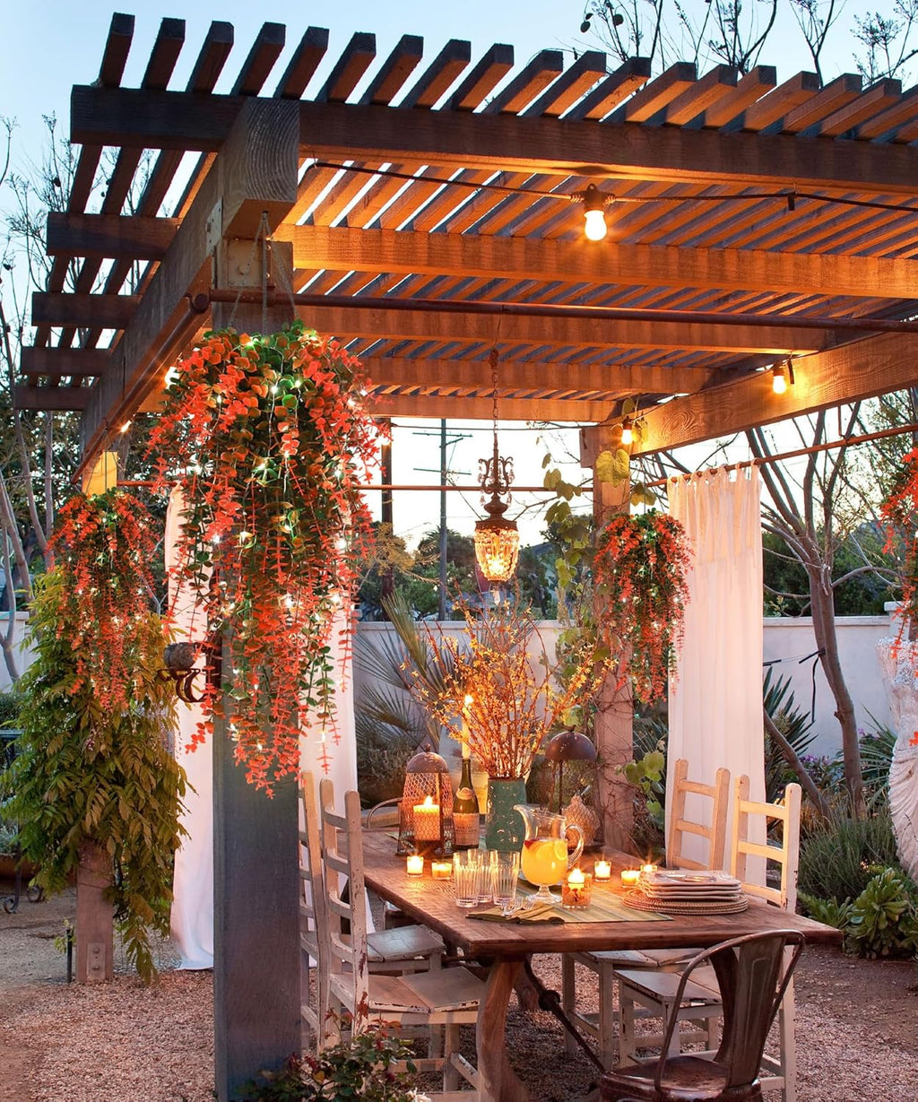Hanging Decor Faux Plants Outdoor Artificial Hanging Plants Artificial Decor for Outdoors Plants Decor Faux Hanging Plants Fake Plants for Indoor Wall Room Backgarden Yard Front Door Decor(Orange)