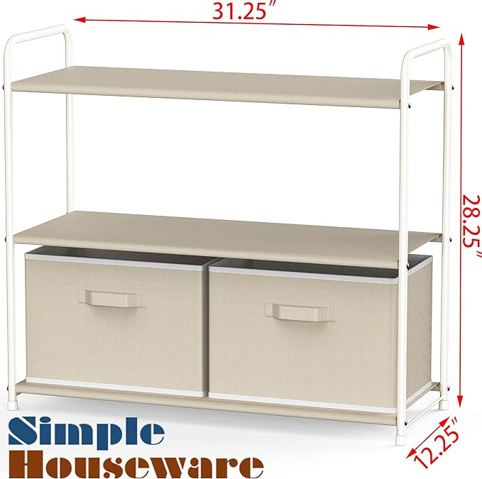 Simple Houseware 3-Tier Closet Storage with 2 Drawers, Beige