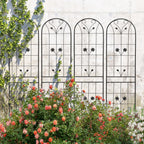 4 Pack Metal Garden Trellis 86.7" Tall Outdoor Climbing Plant Support for Roses, Flowers, Rustproof Durable Black Galvanized Tube, Lawn Garden Fence Decor Screen (4, Daisy-86.7" H)