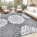 Ileading Reversible Outdoor Rug 8x10Ft Waterproof Patio Rug Carpet Portable Outdoor Plastic Straw Rug Large RV Camping Mat Rug for Patio, Clearance, Deck, Beach, Porch, Camping, Picnic, Grey
