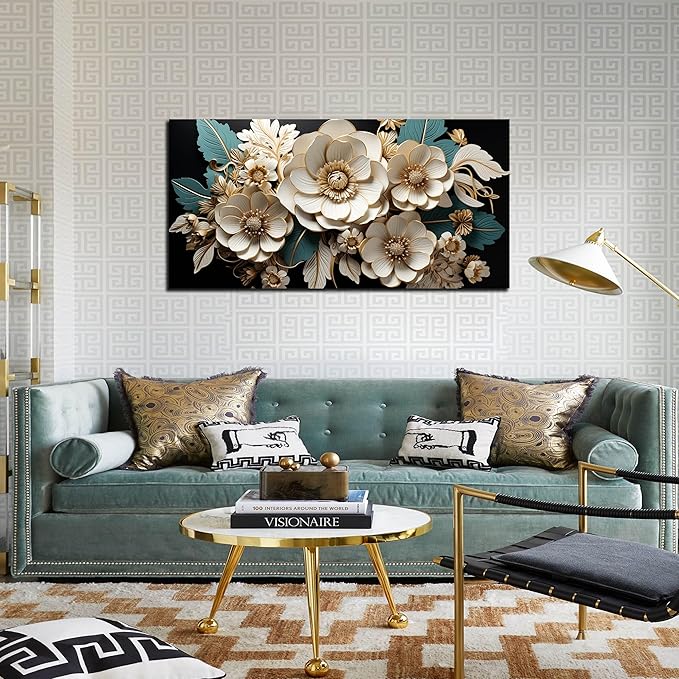 Flower Canvas Wall Art for Living Room Bedroom Home Office White Flower Picture Artwork Large Framed Wall Art Modern Canvas Prints Size 20x40