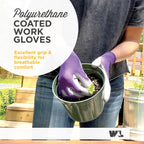 Wells Lamont Women's PU Coated Grip Gardening Gloves 3-Pack, Medium