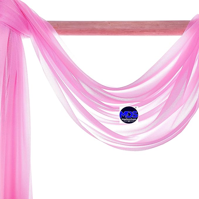 MDS Halloween Chiffon Draping Fabric - 2 Panel, 30" Wide x 30ft Long - Sheer Spooky Arbor & Canopy Drapery for Haunted House Backdrops, Party Ceilings, DIY Costumes & Themed Events - Bubblegum Pink