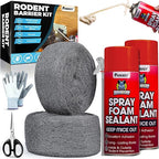 [Upgraded] Rodent Barrier Kit, 2Pcs Steel Wool Included 2Pcs PU Spray Foam for Mice Control, 3.2"x7.5’ Rodent Control Fill Fabric, Gloves, Scissors, Gap Blocker in Hole Pipeline Vent in House, Garage