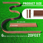STIRLINGEAR Cor-Ten Steel Landscape Edging, 6-Pack (20 ft Total) – 8" Rustic Metal Garden Border