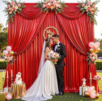 10ftx10ft Red Sequin Backdrop Curtain for Parties, Wrinkle Free Thick Glitter Sparkle Photo Backdrop Drapes 2 Panels 5x10FT Shimmer Back Drop Cloth for Wedding Birthday Photography Background
