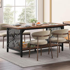 DWVO 70.8" Large Kitchen Dining Table for 6-8 People, Farmhouse Industrial Kitchen Table with Storage, Rectangle Apartment Dinning Room Dinette Tables for Eating Dinner, Rustic Brown
