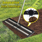 48"x10"Lawn Leveling Rake with Aluminum Rollers, Stainless Steel Yard Lawn Leveler Tool with Adjustable Long Handle, Yard Leveling Rake Suit, Levelawn Tool for Soil, Grass, Golf Course, Garden, Farm