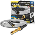 Bionic Steel PRO 100 Ft Garden Hose with Nozzle, Premium 304 Stainless Steel Metal Water Hose 100Ft Flexible Hose, Rust Proof, Lightweight, Heavy Duty, Crush Resistant Fittings, 500 PSI, 2025 Model