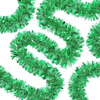 72 Feet Christmas Tinsel Garland Shiny Metallic Tinsel Twist Garland Streamers Ornaments Long Glitter Christmas Tree Hanging Decorations for Party Holiday Wedding Birthday Tree Wall Rail (Green)