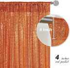 Orange Sequin Backdrop Curtain 2 Pieces 2FTx8FT Glitter Photography Backdrop for Party Wedding Birthday Christmas Decorations