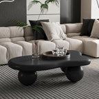 40 Inch Cloud Shaped Coffee Table with 3 Ball Legs for Living Room Black