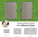 OLANLY Waterproof Outdoor Rug 6x9 ft, Outdoor Plastic Straw Rug for Camping, RV Mat Outside, Outdoor Carpet for Porch, Deck, Backyard, Balcony, Picnic, Black & Beige