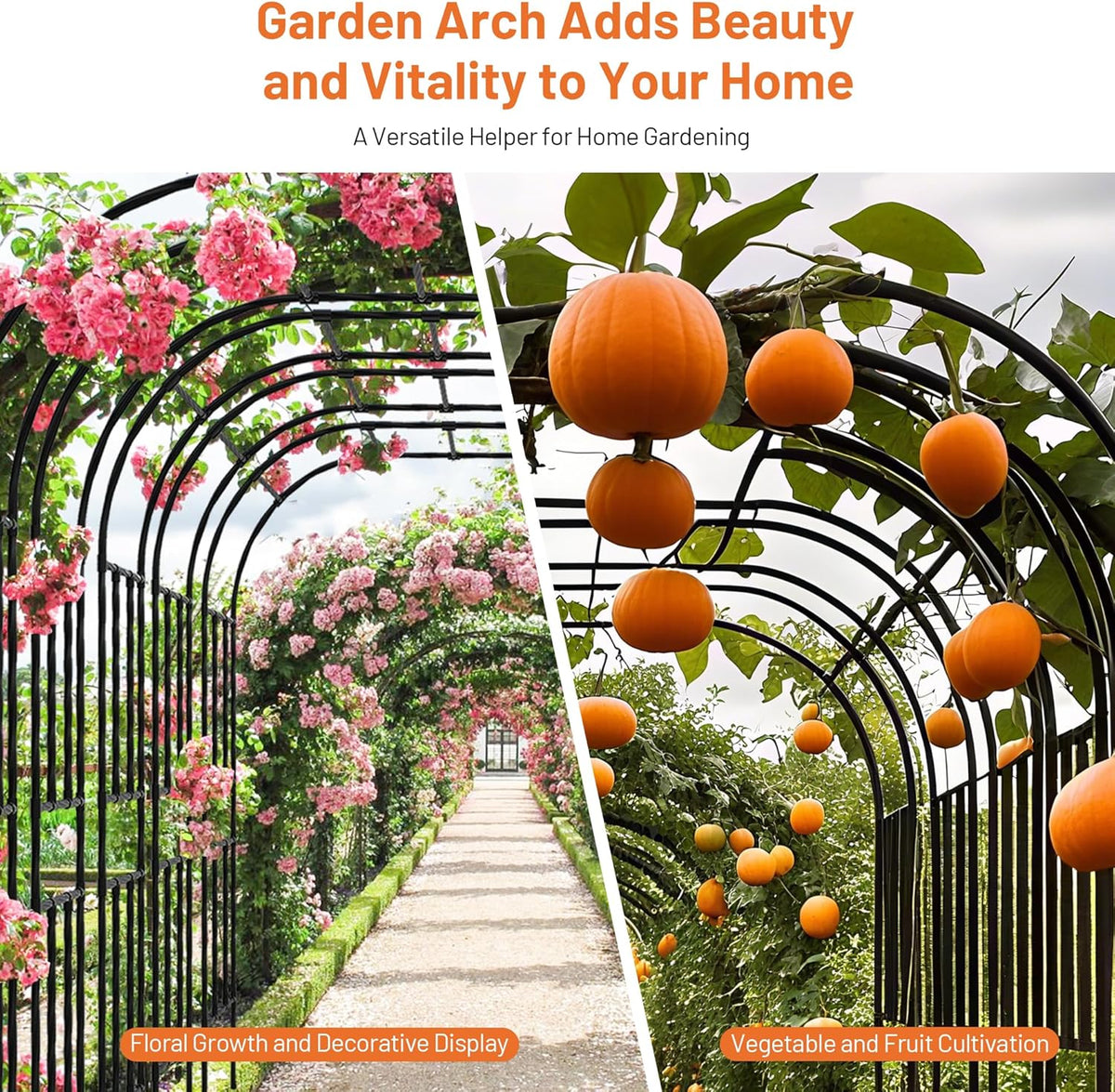 Garden Arch, 98.5’’x94.5’’ Arbor Trellis, Garden Arch Trellis for Climbing Plants Outdoor, Arbor for Flower, Climbing Vine Vegetable, Fruit and Lawn(Black)