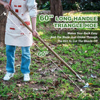 Haliaeetus Triangle Hoe, 60'' Scuffle Hoe for Keeping Your Back from Tiring Out, Weeding Just in Push-Pull Motion, Rogue Hoe with Triangle Head for Quickly Clear Out a lot of Weeds from All Direction