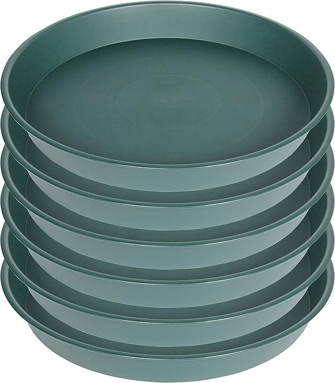 6 Pack of 12 inch Plant Saucer Bird Bath Bowl, Heavy Duty Plastic Plant Saucer 12 inch Round, Durable Plant Tray for Pots, Plant Saucers for Indoors, Plant Trays for Planter (12", Green)