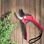 Nevlers 8" Red Bypass Pruning Shears for Gardening | Heavy Duty Garden Shears & Hand Pruners | Stainless Steel Plant Trimmer Blades w/ 8mm Cut Cap | Ergonomic Spring-Assisted Garden Clippers Handheld