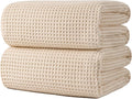 POLYTE Microfiber Quick Dry Lint Free Bath Sheet, 70 x 35 in, Set of 2 (Waffle Weave)