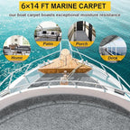 Marine Carpet,6 FT x 14 FT Smoke Gray Indoor Outdoor Carpet 0.2" Thick Boat Carpet with Water-Proof TPE Backing, Non-Slide Outdoor Marine Carpet Roll for Home, Patio, Porch, Deck