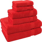 Cotton Paradise 6 Piece Towel Set, 100% Cotton Soft Absorbent Turkish Towels for Bathroom, 2 Bath Towels 2 Hand Towels 2 Washcloths, Red Towel Set