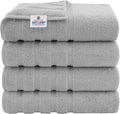 American Soft Linen Luxury 4 Piece Bath Towel Set, 600 GSM 100% Cotton Turkish Bath Towels for Bathroom, 27x54 in Large Bathroom Shower Towels, Light Grey