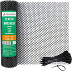 AlpineReach Plastic Wire Mesh 1.3ft x 10ft (15.7" x 120") Fence Roll with Zip Ties - Ideal for Poultry, Dogs, Rabbit Barrier & Gardening, Durable Chicken Mesh, Versatile Rigid Fencing & Netting, Black