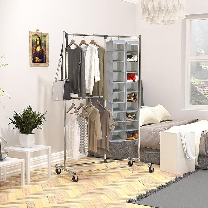Simple Houseware 2 Pack 10 Shelves Hanging Organizer, Grey