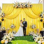 Gold Glitter Backdrop Curtain for Parties Wedding,10Ft x 10Ft Satin Shimmer Photo Backdrop,Non-Wrinkle Sparkle Drapes for Backdrop,Back Drop for Photography, Birthdays,Weddings,Prom