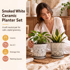 Gepege Ceramic Plant Pots, 6 Inch Indoor Planters with Drainage & Saucers