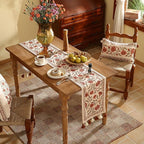 ISAENNE Designer Elegant Linen Table Runner 102 Inches Long,Vintage Orange Floral Pattern Table Runners for Dining Tables,Kitchen Decor,Thanksgiving,Christmas,Banquet,12"*102"-Alvarado A