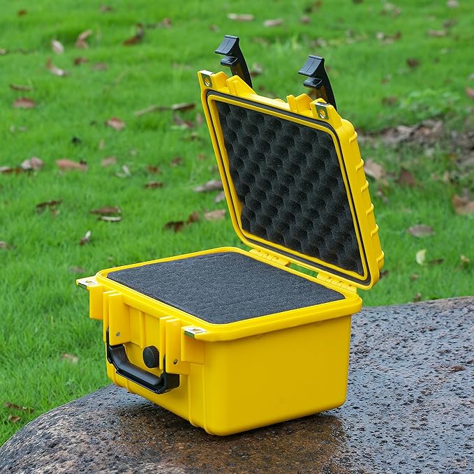 MEIJIA Portable All Weather IP67 Waterproof Camera Case,hard case with Customizable Fit Foam,Fit Use of Drones,Camera,Equipments,10.62 x9.68x6.87inches (Yellow)