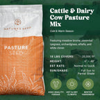 Nature's Seed Northern/Transitional Dairy Cow and Cattle Forage Mix, Pasture Grass Seed Blend, Protein-Rich, Cold-Hardy, 10 lbs