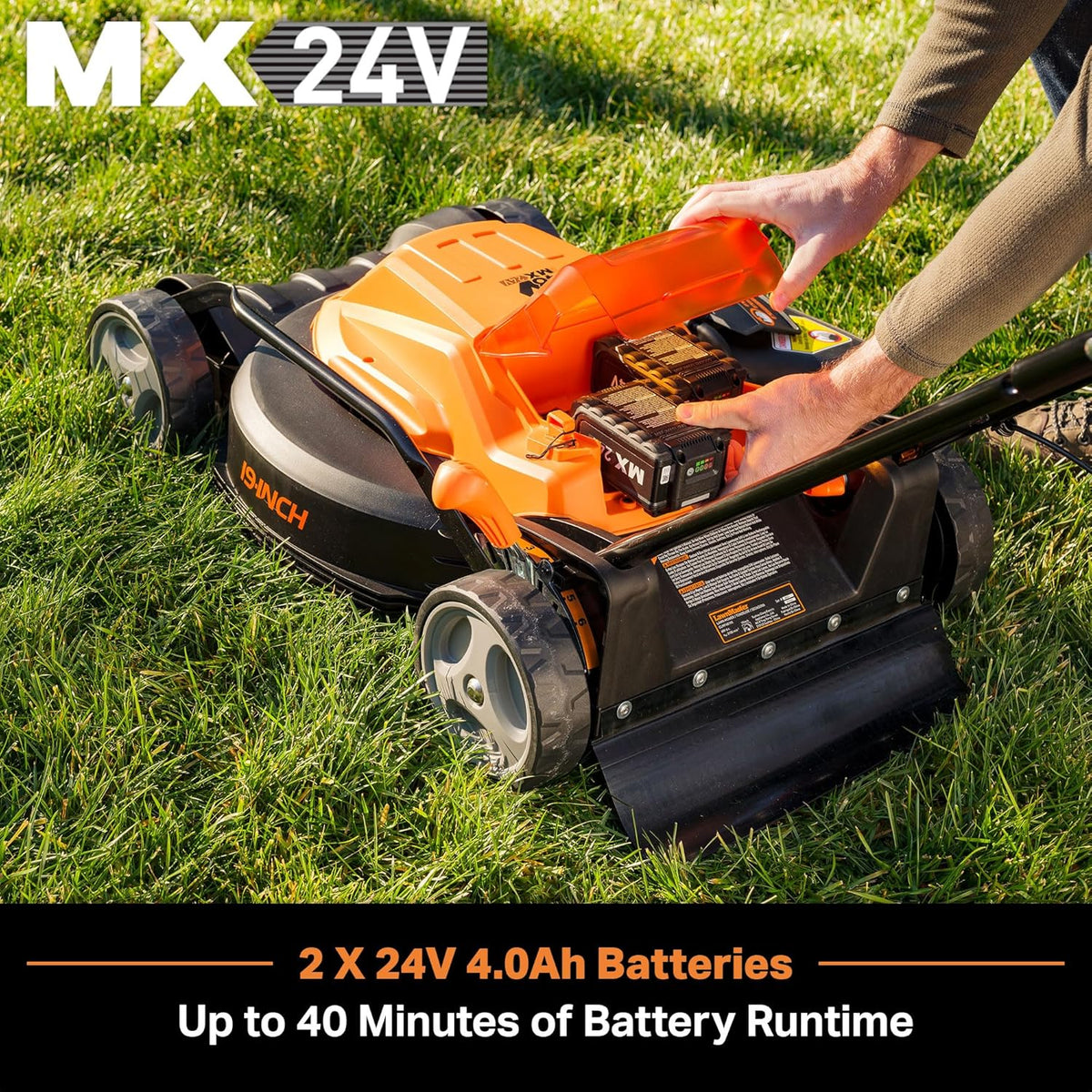 LawnMaster CLMF4819X 19-inch Brushless Cordless Mower with 2X24V MAX* 4.0Ah Battery and a Dual Charger 6 Cutting Position