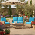 Summsun Outdoor Chair Cushions Set of 4, Waterproof Backrest and Seat Cushion Set for Patio Furniture, Outdoor Replacement Cushions with Removable Cover, 19 x 19 Inch, Teal