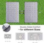 OLANLY Waterproof Outdoor Rug 9x12 ft, Outdoor Plastic Straw Rug for Camping, RV Mat Outside, Outdoor Carpet for Porch, Deck, Backyard, Balcony, Picnic, Grey & White
