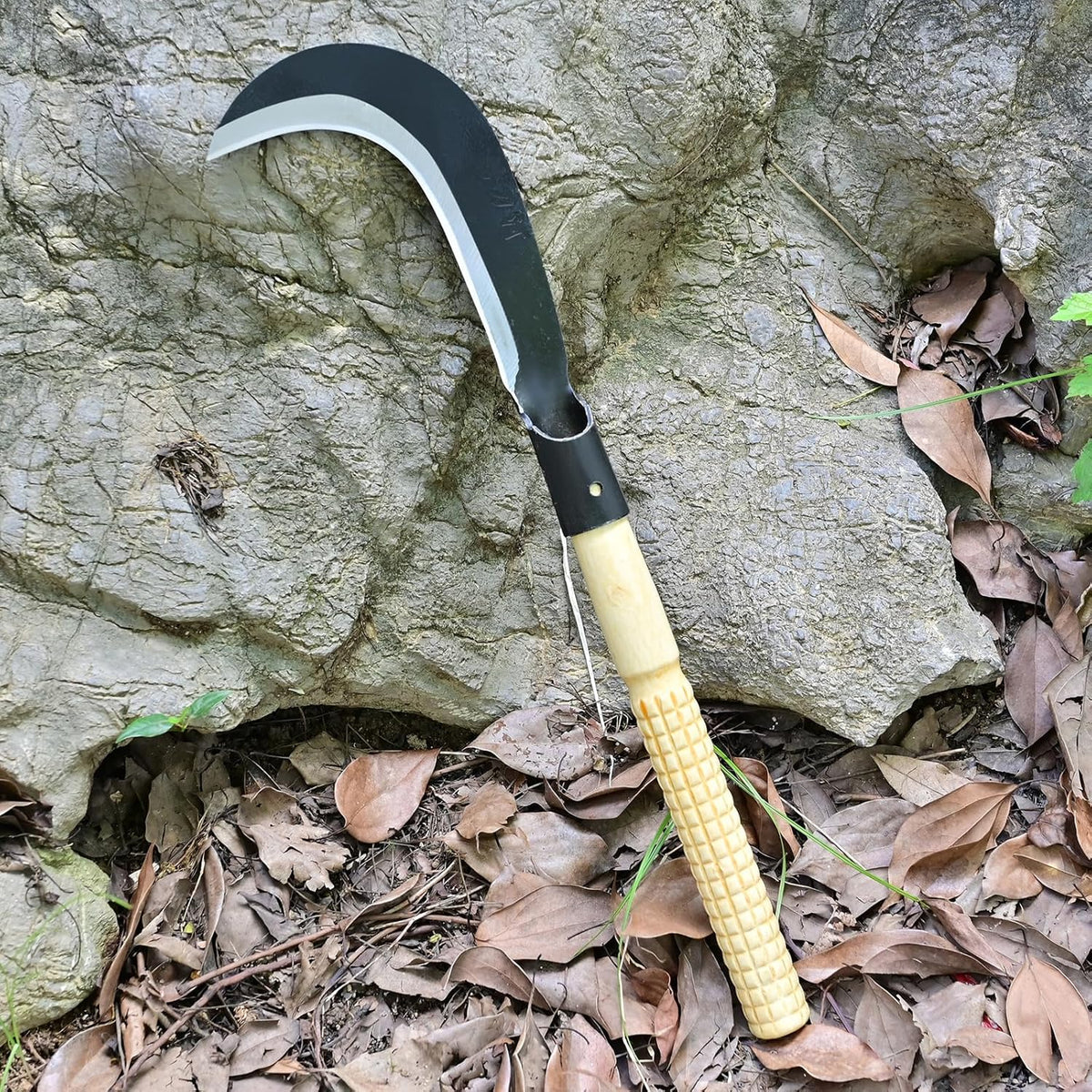 Billhook Sickle Machete Knife,Clearing Sickle,Manganese Steel Blade Hand held Sickle Tool - Multipurpose Gardening Weeding Grass Sickle and Farming Portable Safety Sickle