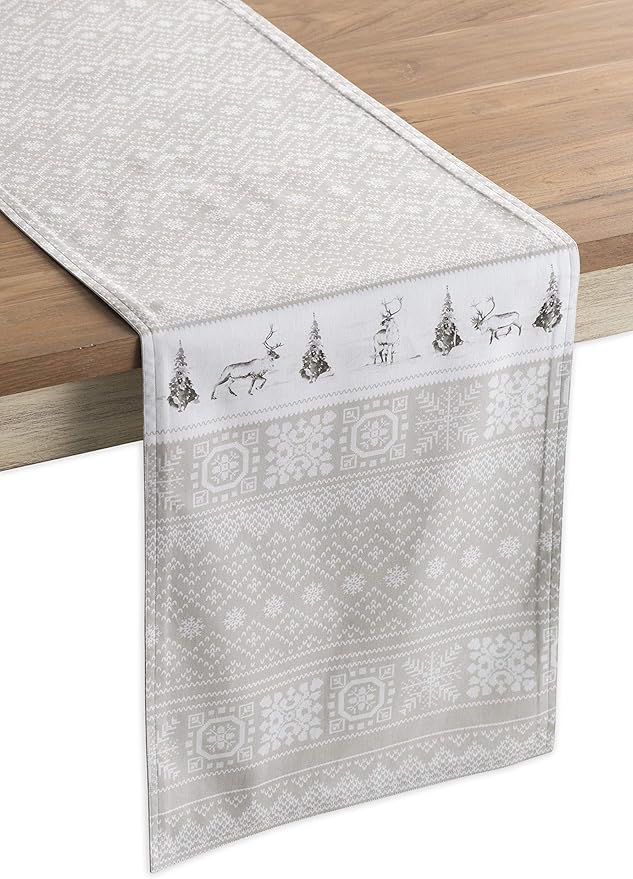 Maison d' Hermine Table Runner 100% Cotton Single Layer Table Runners 48 inches Long for Thanksgiving Christmas Decorations Home Kitchen Dining Party Wedding (Cozy Christmas, 14.5" x 48")