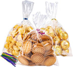 LOKIQNG Cellophane Bags Plastic Treat Bag Clear Cookie Candy Bags with Twist Ties for Party Favor Bag(100 Pack, 5x7inch)