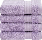 Cotton Paradise 100% Cotton Turkish Washcloth Set for Bathroom, 4 Piece Soft Absorbent Small Hand Face Towels Wash Rags, Lilac