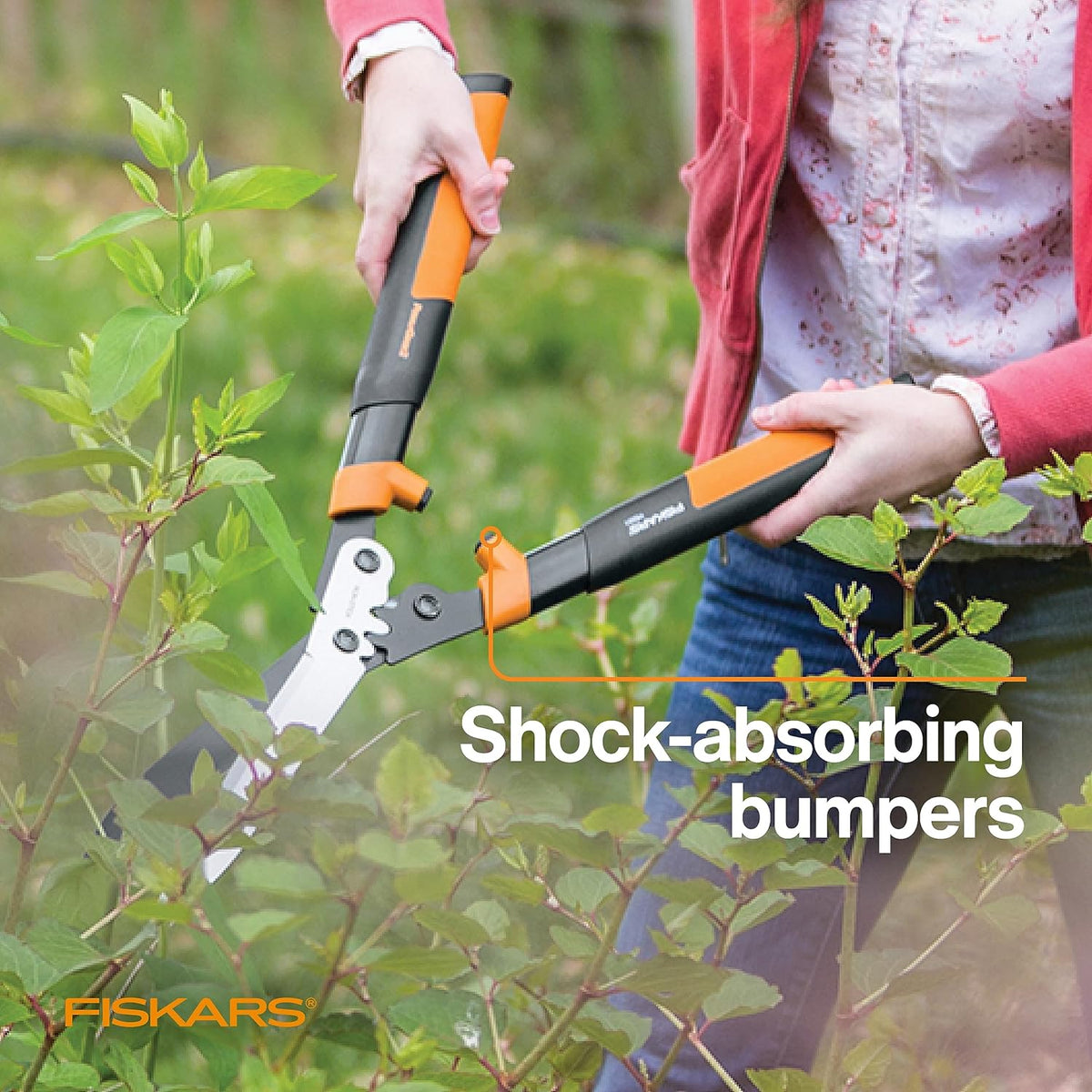 Fiskars 23-Inch Hedge Shears, Bush Trimmer with PowerGear2 Technology that Multiplies Power for Less Effort, SoftGrip Handles with Shock-Absorbing Bumpers