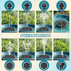 SZMP Solar Fountain for Bird Bath Spraying Water on Cloudy Day, Solar Water Fountain Pump Outdoor Garden 3.5W Black Glass Panel with 2000mAh Battery Replaceable Nozzles