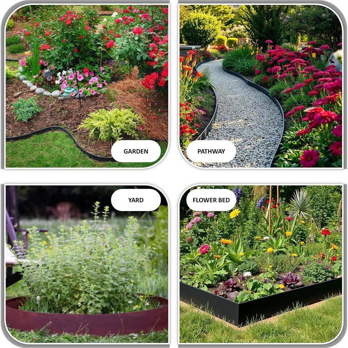 33ft. Galvanized Steel Landscape Edging (10-Pack) – 40" Metal Edging for Landscaping with 11 Stakes, Hammer-in Metal Landscaping Edging for Yard Pathway & Flower Beds – Lawn Edge for Garden Design