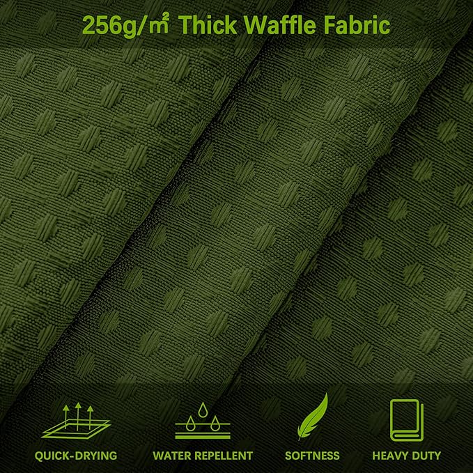 Green Shower Curtain for Bathroom Waffle Textured Heavy Duty 78 Inch Shower Curtain Set for Bathroom, Water Repellent 256GSM Neutral Fabric Shower Curtains with 12 Metal Hooks, 72Wx78H