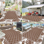 Ileading Outdoor Rug Carpet for Patio 6' x9' Waterproof Reversible Plastic Straw Rug Portable Outside Area Rug Camping Mat for Patio, Clearance, Balcony, Picnic, Pool, Beach, RV, Deck, Leaf Brown