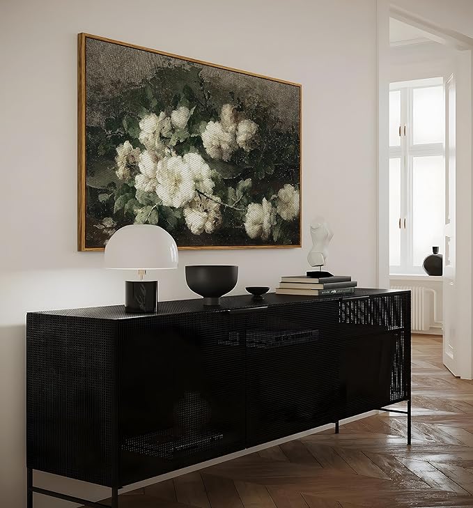 InSimSea Framed Canvas Wall Art Vintage Decor, Home Decor Vintage Flowers Modern Farmhouse Decor, Canvas Wall Art for Living Room, French Country Decor Wall Prints, 24"x36"