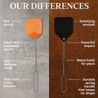 Leather Fly Swatter Set (3 Pack) – 17” Amish-Made Fly Swat w/Real Leather Paddle – Fly Swatters Multi Pack w/Metal Handle – Bug Swatter, Mosquito Swatter, Wasp Swatter (Black)