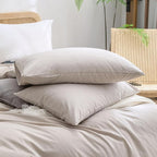 BESTOUCH Duvet Cover Set 100% Washed Cotton Linen Feel Super Soft Comfortable Chic Lightweight 3 PCs Home Bedding Set Solid Linen Grey Oversized King